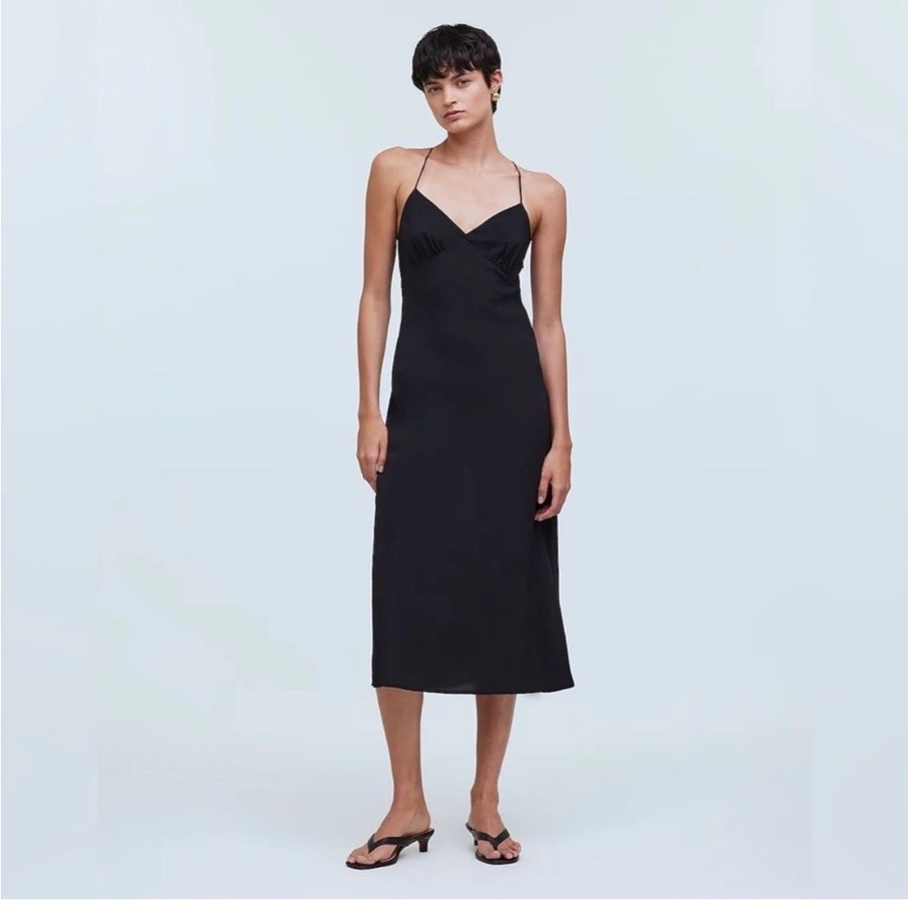 Madewell Layton Black Slip Midi Dress